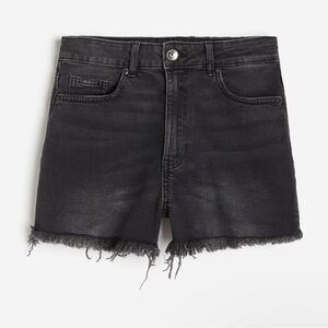 H&M Black Frayed Hem Denim Shorts